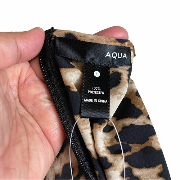 Aqua Long Sleeve Cheetah Dress w/ Ruffle Skirt Large - Picture 4 of 6